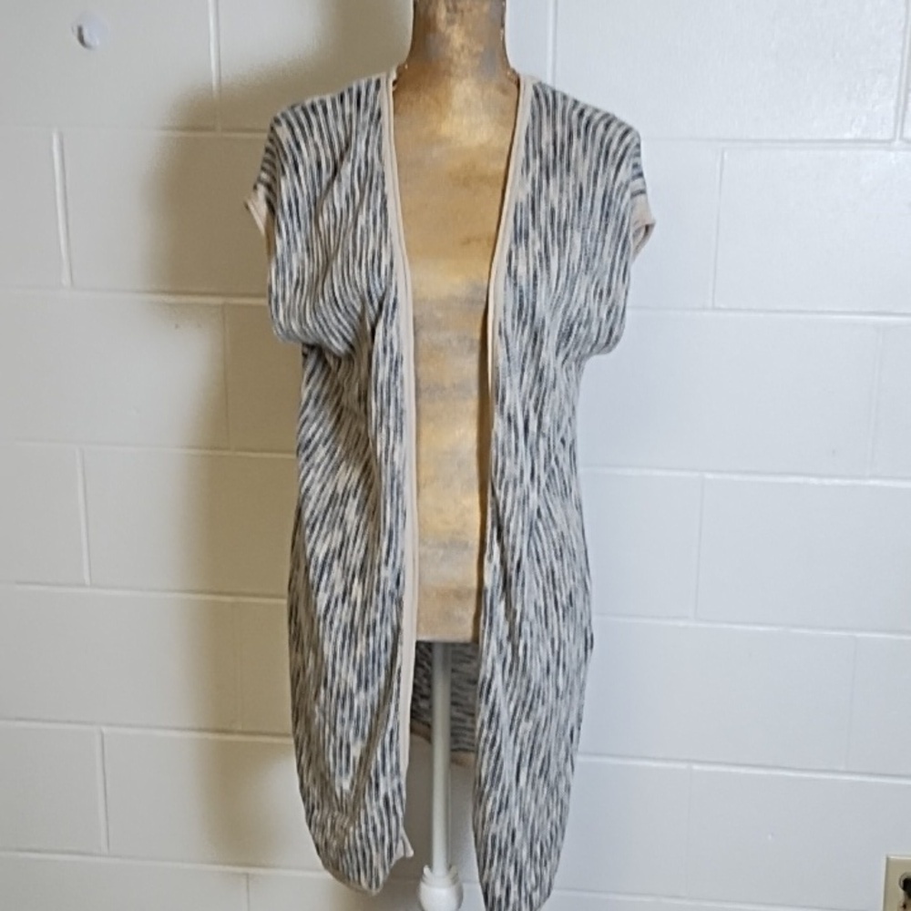 Knox Rose Boho Coastal Light Weight Cotton Blend Crochet Inset Cardigan
